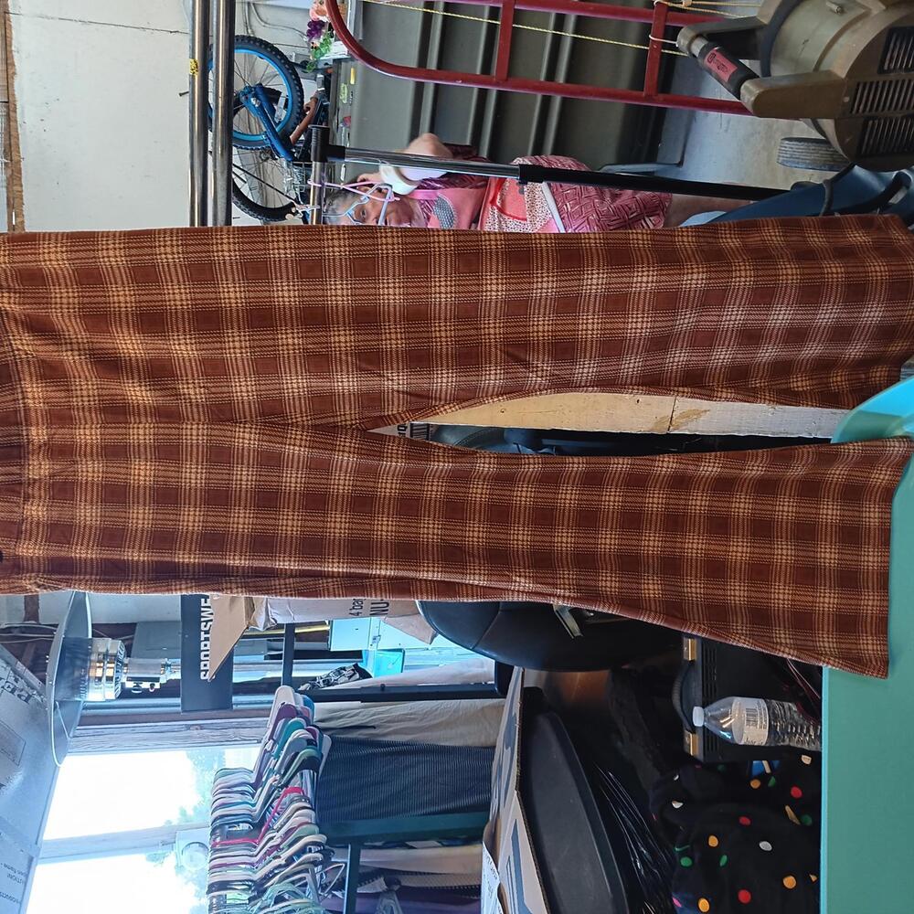 Brown Plaid Maternity Pants - Soft & Stretchy Comfort